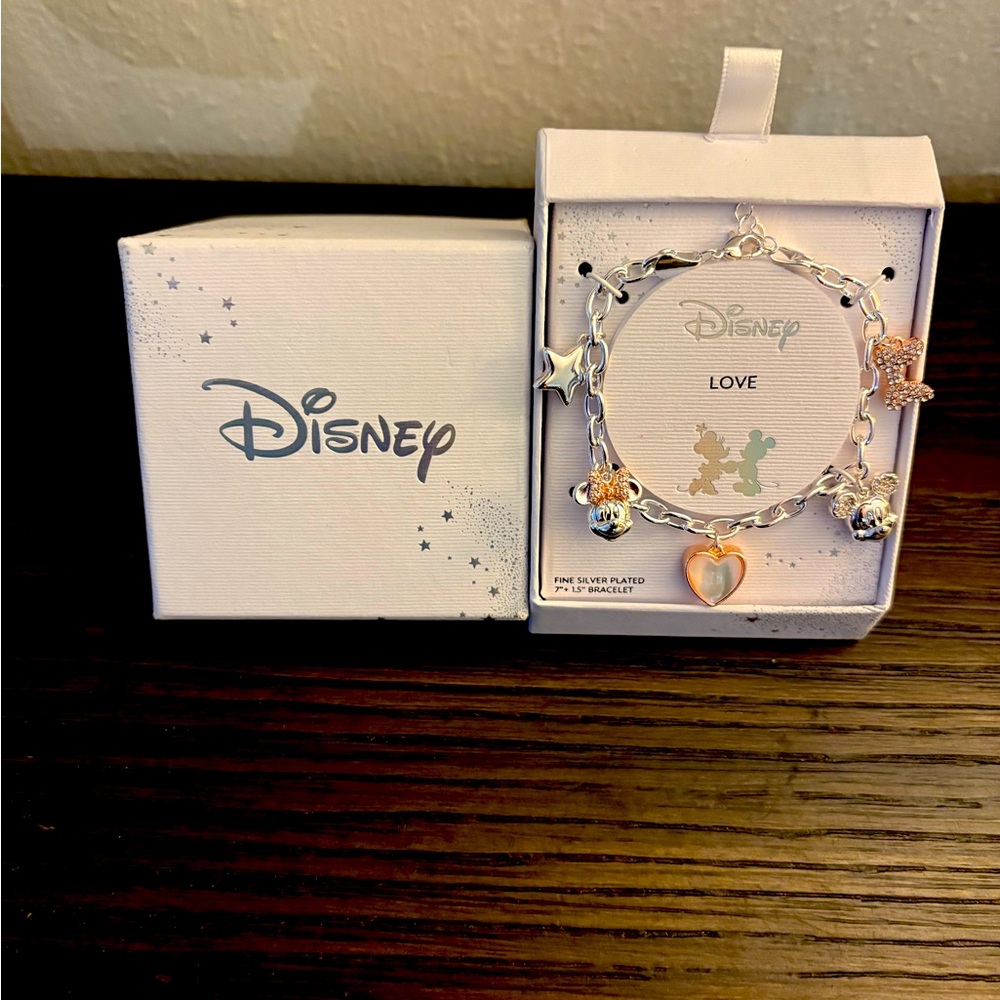 NEW Disney silver charm chain link bracelet